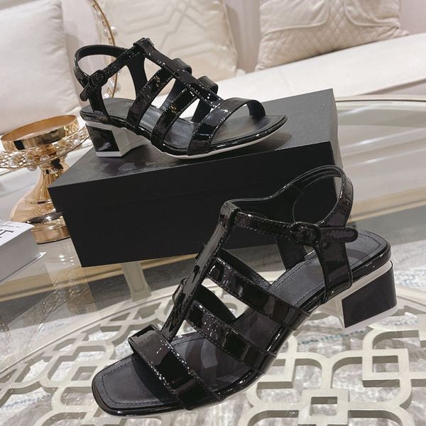 

classic womens dress shoes classic colored patent leather jelly colored sandals square toes chunky heels designer luxurys outdoor casual sho, Black