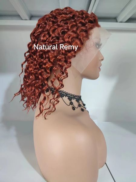 

13x6 deep wave frontal 32 34 inch ginger lace front human hair wigs 13x4 hd lace frontal wig curly human hair wigs for women, Black;brown