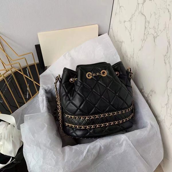 

shopping bag crossbody bag imported sheepskin retro hardware bucket drawstring bag fashion atmosphere everything