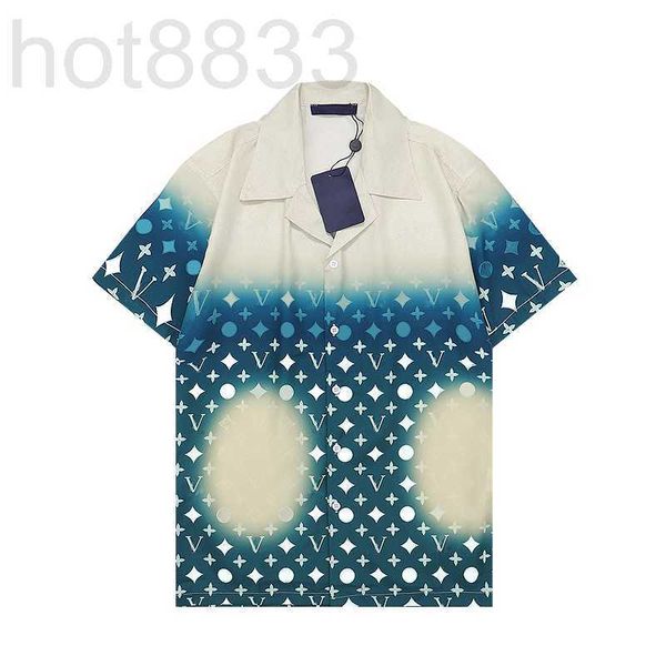 

men's casual shirts designer 22ss luxury mens fashion geometric classic print black bowling shirt hawaii floral men slim fit short slee, White;black