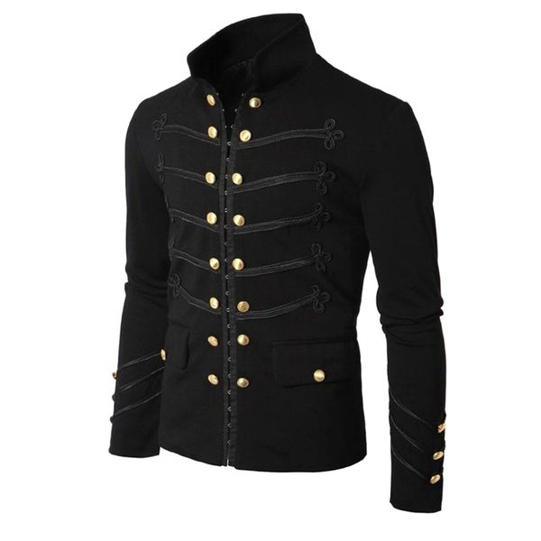 

mens jackets steampunk men gothic clothing military medieval vintage jacket stand collar rock frock coat retro punk 230203, Black;brown