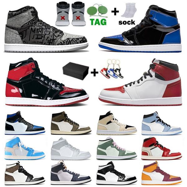 

with box jumpman 1 1s mens womens basketball shoes panda heritage patent bred cactus jack mid carbon fiber dutch green designer sp258s