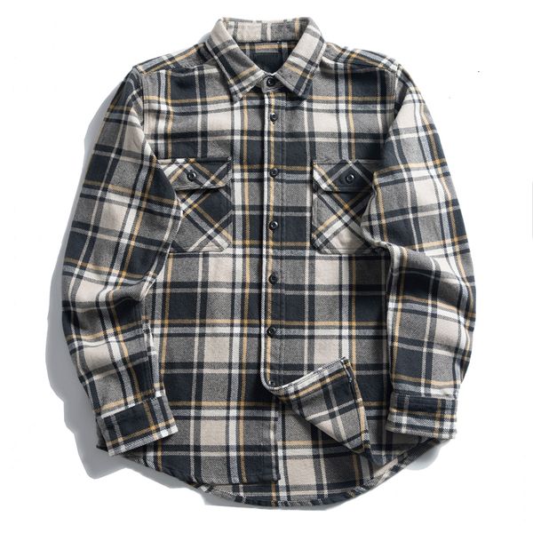 

men's casual shirts oversized long sleeve checked leisure 100 cotton brushed flannel shirt jackets hip hop warm jacket for usa size 230, White;black