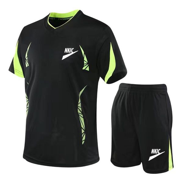 

Men's Tracksuits Gradient Summer Short Sleeve T-Shirt Set Fashion 2 Piece Streetwear Printed Sports Beach Shorts Sportswear Men's, Black