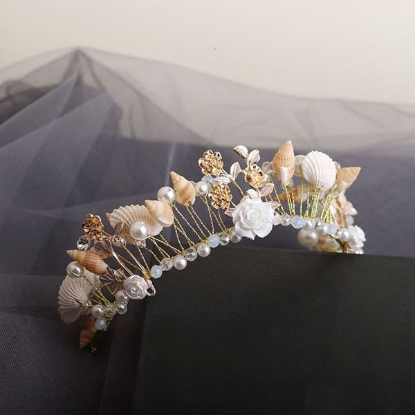 

headbands handmade pearl shell crown mermaid headband for bridal seashell headwear bridesmaid beach wedding hair accessories gifts 230202, Silver