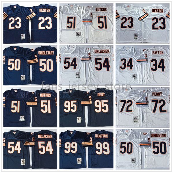

vintage walter payton 34 football jersey 9 mcmahon 40 gale sayers 50 singletary 51 butkus 54 brian urlacher dan hampton stitched jersey, Black;red