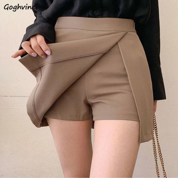 

women's shorts women asymmetrical casual solid fashion high waist ulzzang chic stylish skinny side-slit tender ladies elegant 230202, White;black