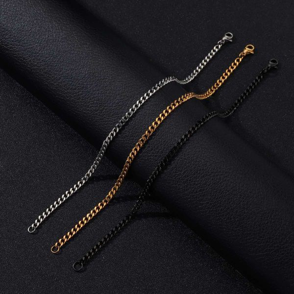 

stainless steel chain bracelet black gold steel men's simple chain bracelet