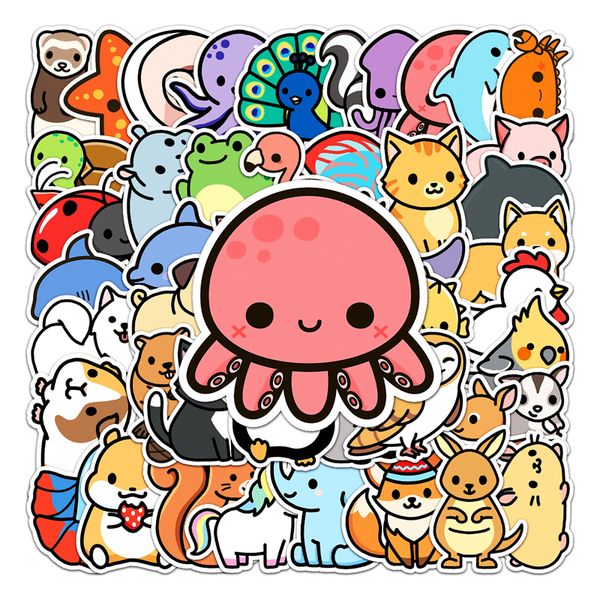

50 pcs water bottle stickers for kids girls teens vinyl vsco waterproof cute aesthetic stickers tz-ktdw-490b animal