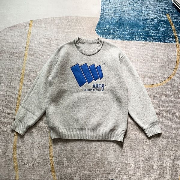 

men's sweaters adererror sweater square letter embroidery pullover men women relaxed casual knitted ader sweatshirts 230203, White;black