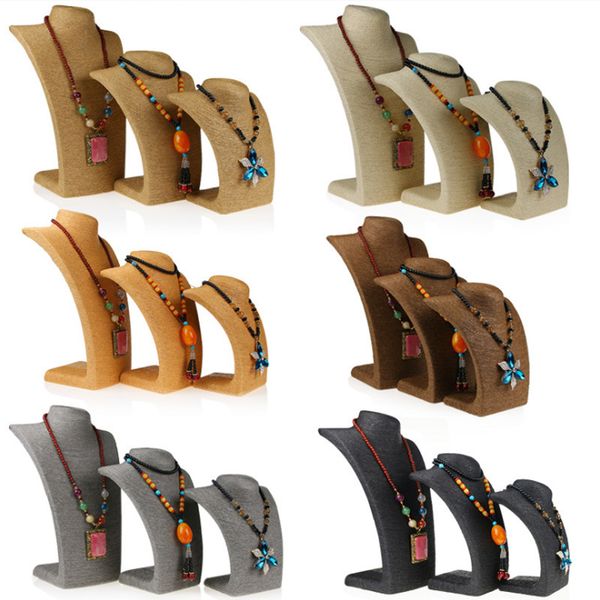 

mannequin sell model bust show exhibitor 6 options hemp rope jewelry display necklace pendants jewellery stand organizer 230202, Khaki