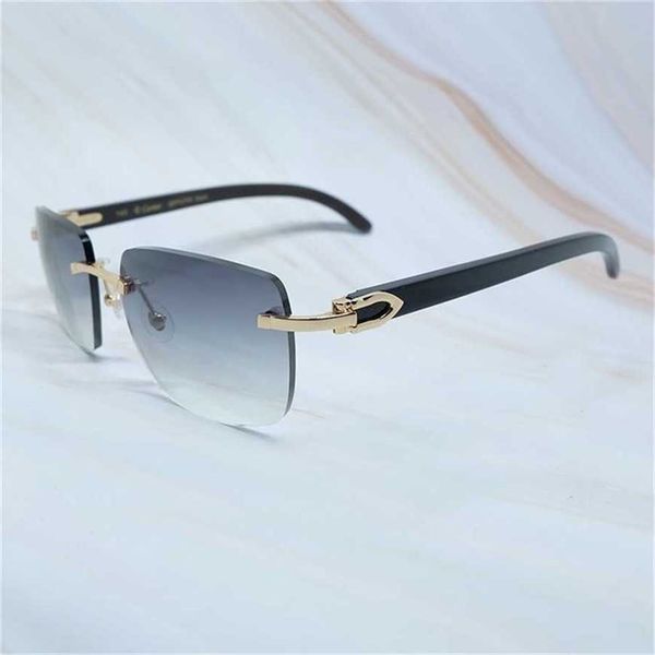 

30% off 2023 big square brand designer men carter women rimless buffalo horn vintage sunglass mens eyewear, White;black
