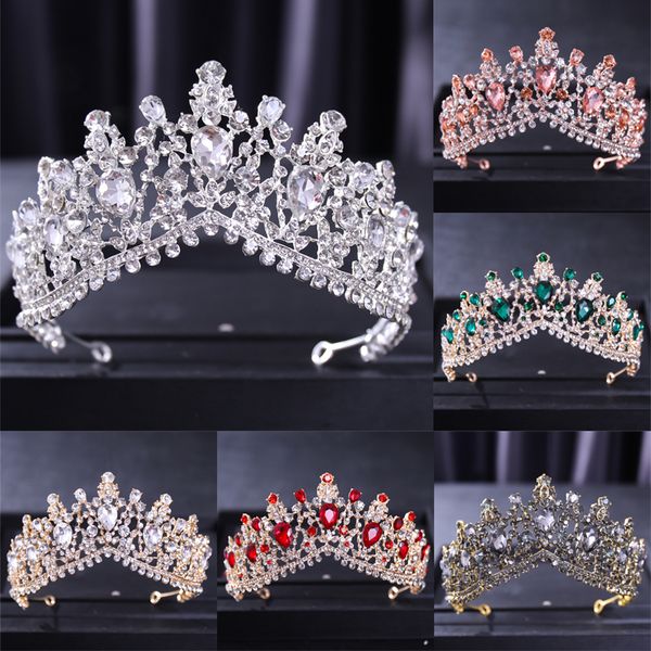 

wedding hair jewelry baroque crystal water drop crowns and tiaras vintage tiara crown for women bride accessories 230202, Slivery;golden