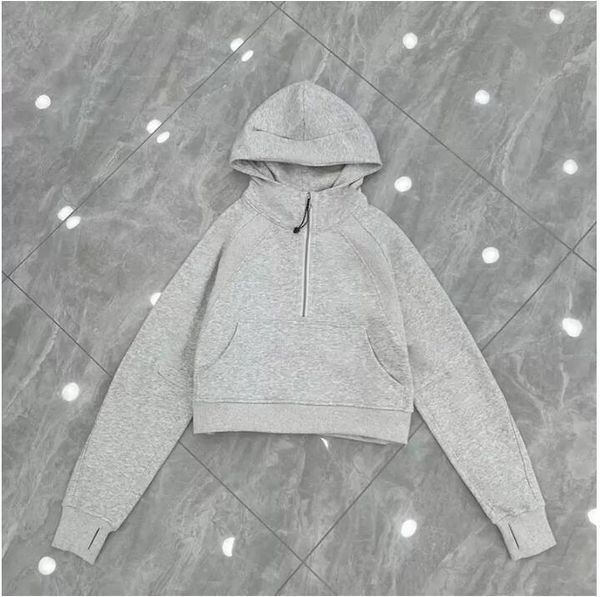 

22 23 yoga clothes lu-01 scuba half zip hoody outdoor leisure sweater gym clothes women workout fitness loose thick yoga jackets exercise