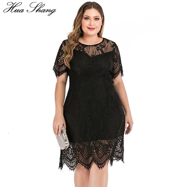 

plus size dresses 6xl plus size lace party dress women summer hollow out o neck short sleeve casual midi dress elegant v backless black dres