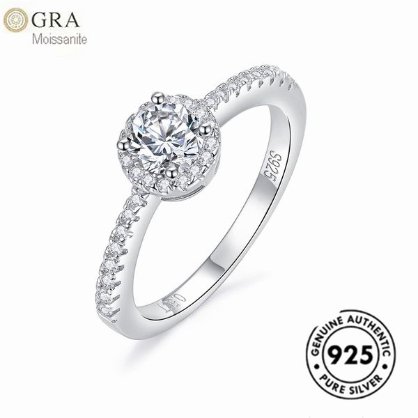 

most popular ladies jewelry custom ring solid 925 sterlign silver with moissanite stones 0.5ct to 3ct custom ring 1pc a lot ready stock, Slivery;golden