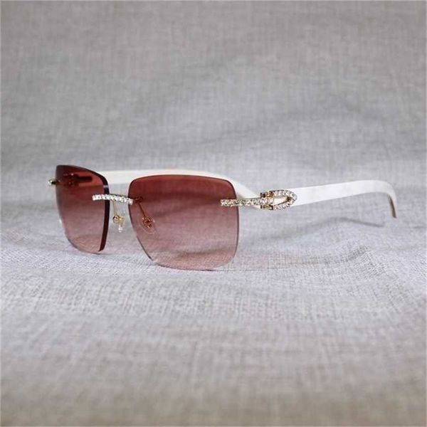 

24% off 2023 rhinestone peacock wood rimless men natural buffalo horn oversize square retro shades oculos eyewear for club, White;black