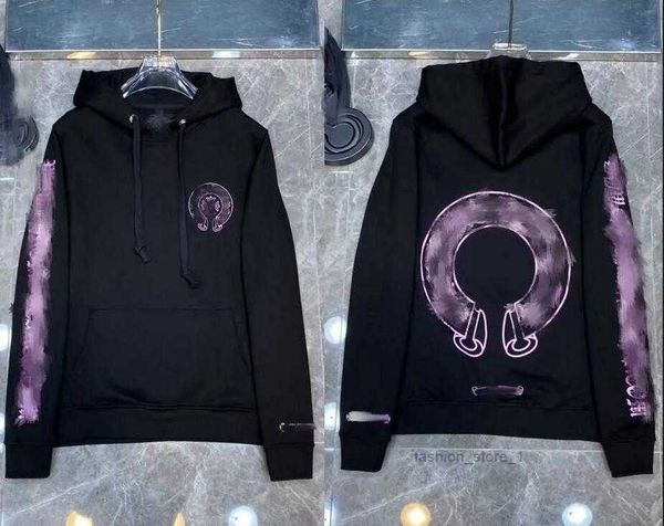 

loose chromes brand ch hoodie heart sanskrit jacket 26rcx, Black