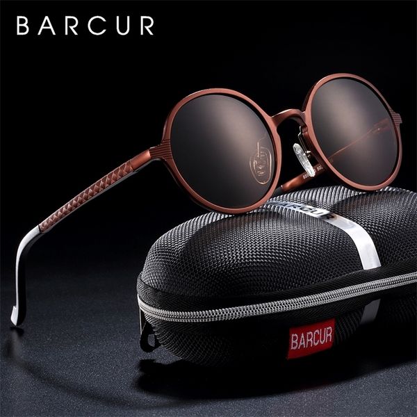 

sunglasses barcur black goggle male round luxury brand men glasses retro vintage women sun uv400 eyewear 230202, White;black