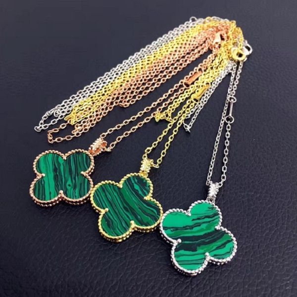 

womens designer necklaces big flower pendant four-leaf clover necklace sweater chain necklace, Silver