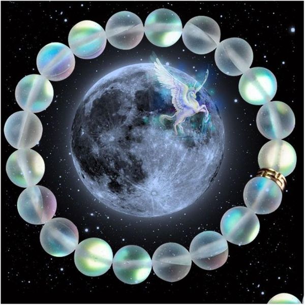 

beaded mermaid glass crystal moonstone strand mticolor labradorite stone charm bracelet handmade wristband gifts jewelry dro dhgarden dhc61, Black
