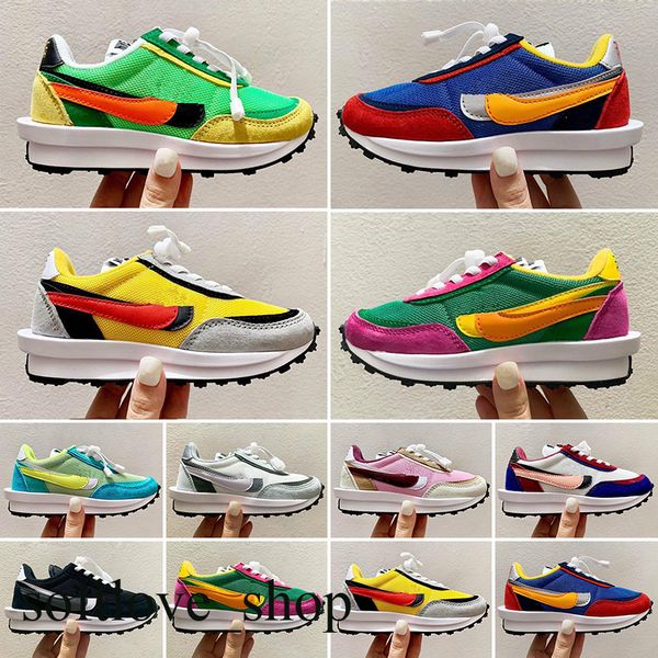 

running shoes trainer waffle kids sneakers white university red leather suede designer sneaker, Black