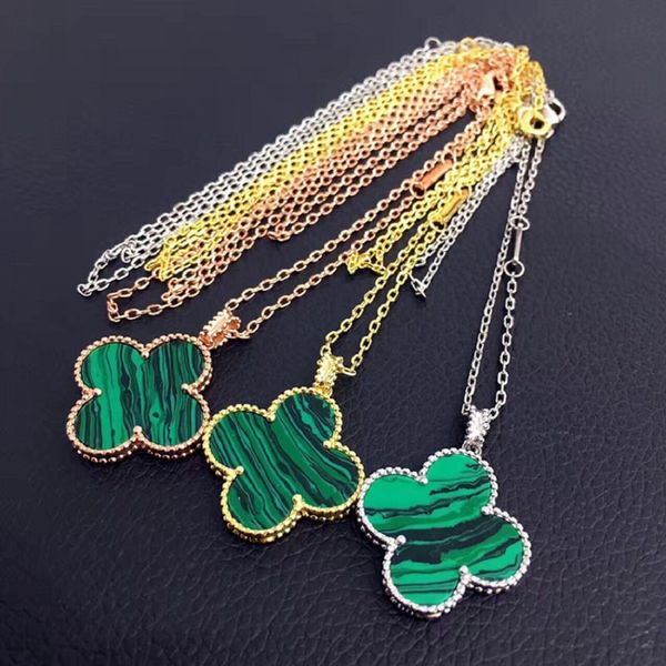 

womens designer necklaces big four-leaf clover pendant necklace sweater chain necklace, Silver