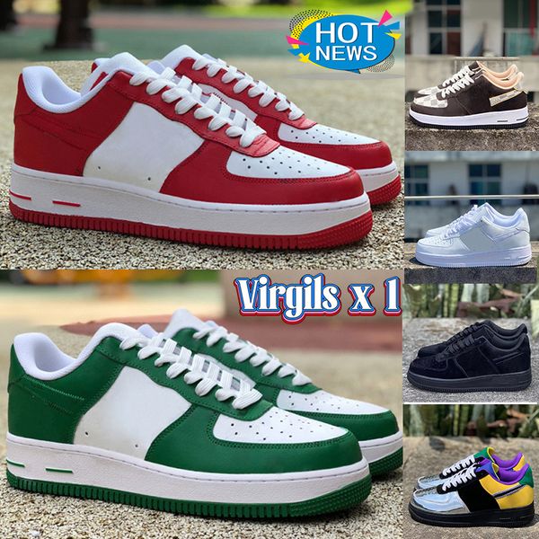 

2023 designer men casual shoes virgils x 1 low sneaker white embossed green royal red canvas black metallic silver luxury mens women platfor