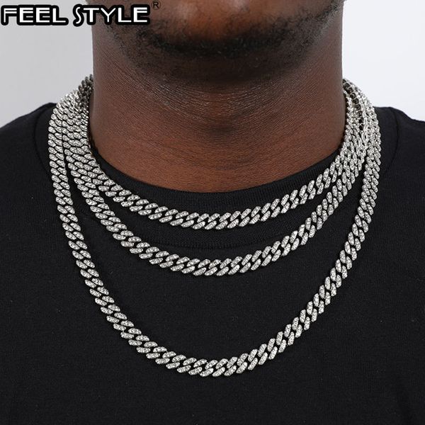 

strands strings hip hop aaa bling 8mm miami cuban chain 1 row iced out zircon paved necklaces bracelets for men women jewelry 230202, Black