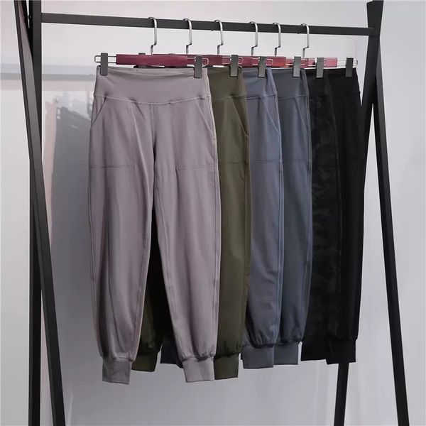 

luluwomen sweatpants women's loose neck beam nude yoga pants hip pockets high waist casual running fitness pants