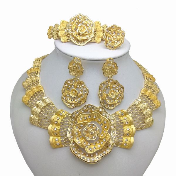 

wedding jewelry sets kingdom ma fashion african constume beads nigeria women necklace earrings dubai gold color 230203, Slivery;golden