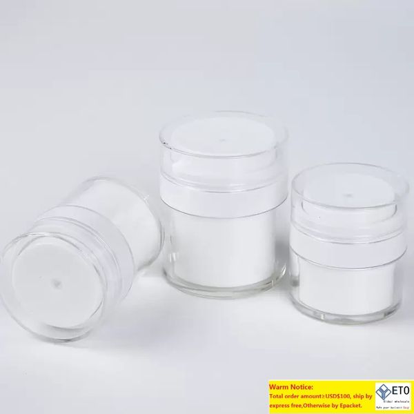 

15 30g white simple airless cosmetic bottle 50g acrylic vacuum cream jar cosmetics pump lotion container