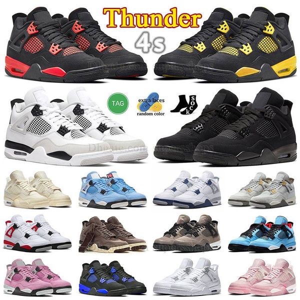 

4s retro red thunder basketball shoes authentic jumpman 4 retros lightning yellow midnight navy military black cats j4 white sail cement