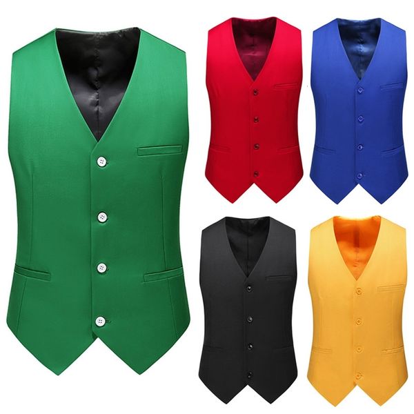 

mens vests fashion casual solid color single breasted slim large size business waistcoat 230203, Black;white
