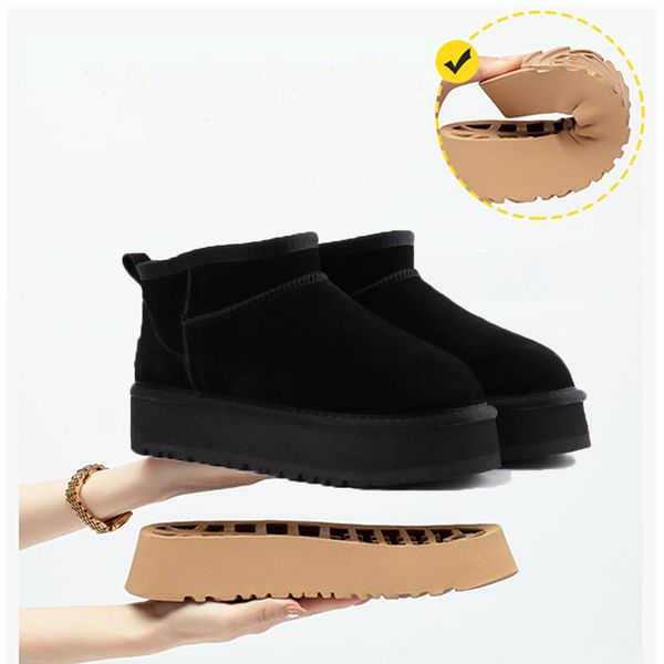 

australia australian classic warm boots womens mini half snow boot usa gs 585401 winter full fur fluffy furry satin ankle bootss booties sli, Black