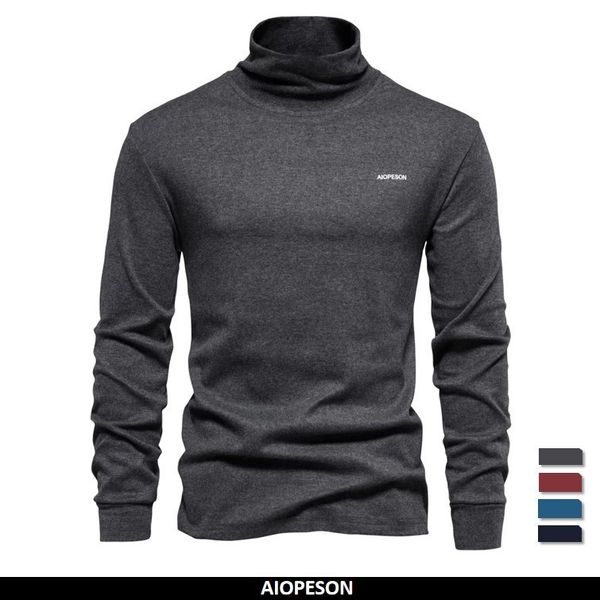 

men's t-shirts aiopeson solid men t-shirt casual long sleeve turtleneck bottoming shirt for men autumn winter basic slim underwear shir, White;black