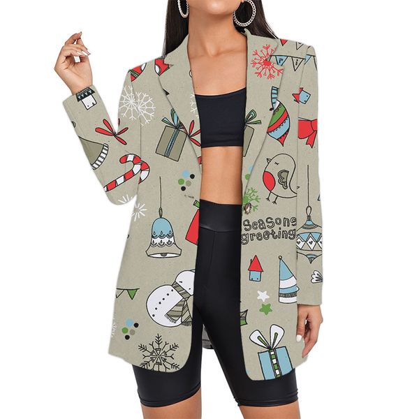 

women's suits blazers christmas 3d print oversize blazer female autumu suit daily wear korean style color customized wholesale 230203, White;black