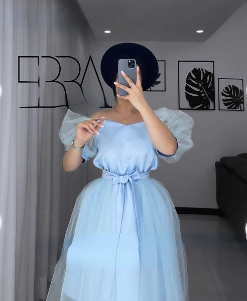 

sky blue prom dresses short sleeve knee length saudi arabia formal evening gowns tulle party, Black