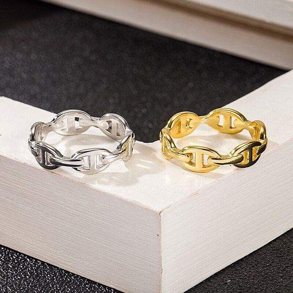 

luxury rings new fashion creative jewelry enamel for women man designer h letter band rings woman party wedding lovers gift, Silver