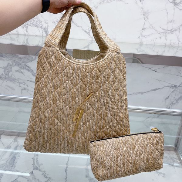 

diamond lattice flax shopping bags women totes bag genuine leather thread metal big letter sign chain zipper wallet black shoulder handbags