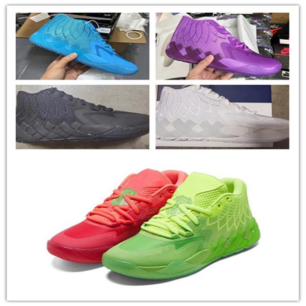 

grade school lamelo ball mb1 rick and morty men basketball shoes with box 2022 queen city blue black red grey sport s234n