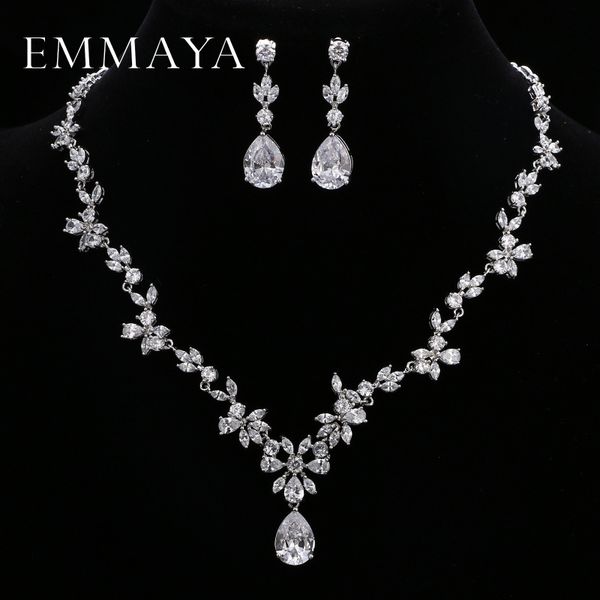 

wedding jewelry sets emmaya brand gorgeous aaa cz stones set white crystal flower party for women 230202, Slivery;golden