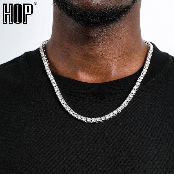 

strands strings hip hop iced out tennis chain necklace 3mm 4mm 5mm mens necklaces 1 row choker bling crystal for men jewelry 230202, Black