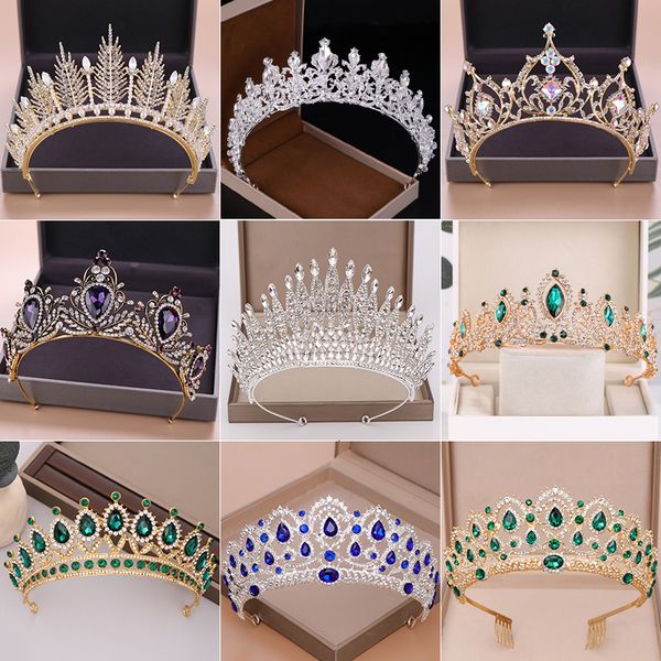

wedding hair jewelry crown bridal headpiece gold silver color crystal diadem queen princess tiaras 230202, Slivery;golden