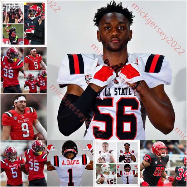 

custom stitched ball state cardinals football jersey jalen johnson joey stemler dylan graber justin campbell julian mcbride mens youth ball, Black