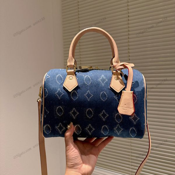 

23 classic flower full print gradient women totes bags speedy denim blue handbag luxurys designers shouder crossbody bag messenger ladies tr
