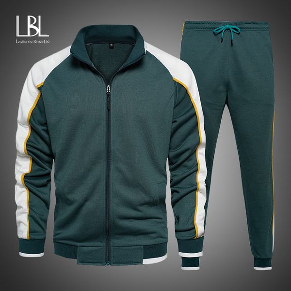 

men's tracksuits casual tracksuit men autumn zipper jacketspants suits 2 pieces sets male slim sportswear fashion 2pcs streetwear 23020, Gray