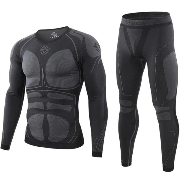 

men's thermal underwear seamless tight tactical men outdoor sports function breathable training cycling thermo long johns 230202, Black;white