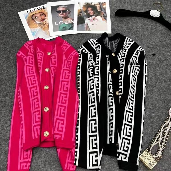 

fashion casual sweater jackets women's caots striped fashion long sleeve women high end jacquard cardigan knitting sweaters coats one-p, White;black