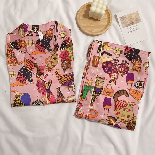 

women's sleepwear women pajamas sets winter long sleeve cotton pink pijama mujer female cute cartoon print nightsuit 230203, Black;red